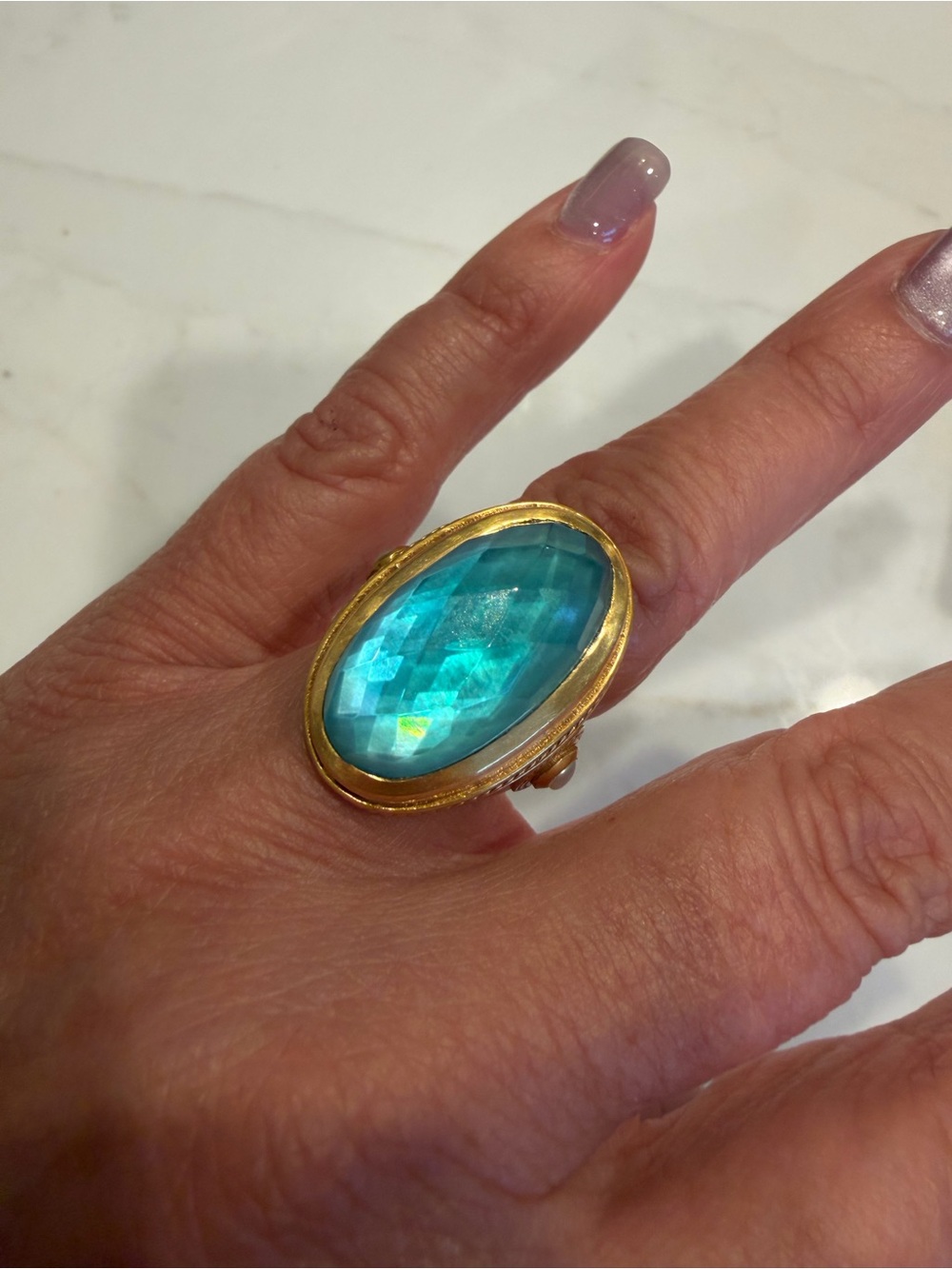 Julie Vos Cannes Statement Cocktail Ring Turquoise New with Tags Size 7